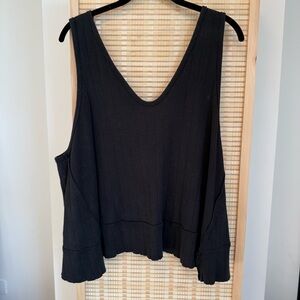 Free People Tank Black Cotton Open Back Size L
